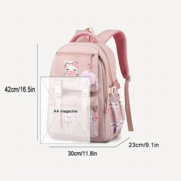 Hello Kitty Backpack Large Capacity Shoulder Bag Student travel Waterproof Pink - Image 3