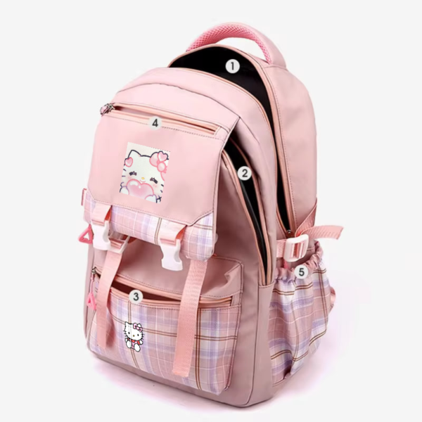 Hello Kitty Backpack Large Capacity Shoulder Bag Student travel Waterproof Pink - Image 2