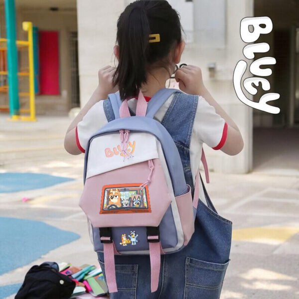 Bluey Bingo Mini Backpack -Travel Kindergarten & Elementary | Pink Blue White - Image 2