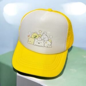 🧢 Sumikko Gurashi Kids Trucker Hat – Yellow & White | Cartoon Mesh Cap